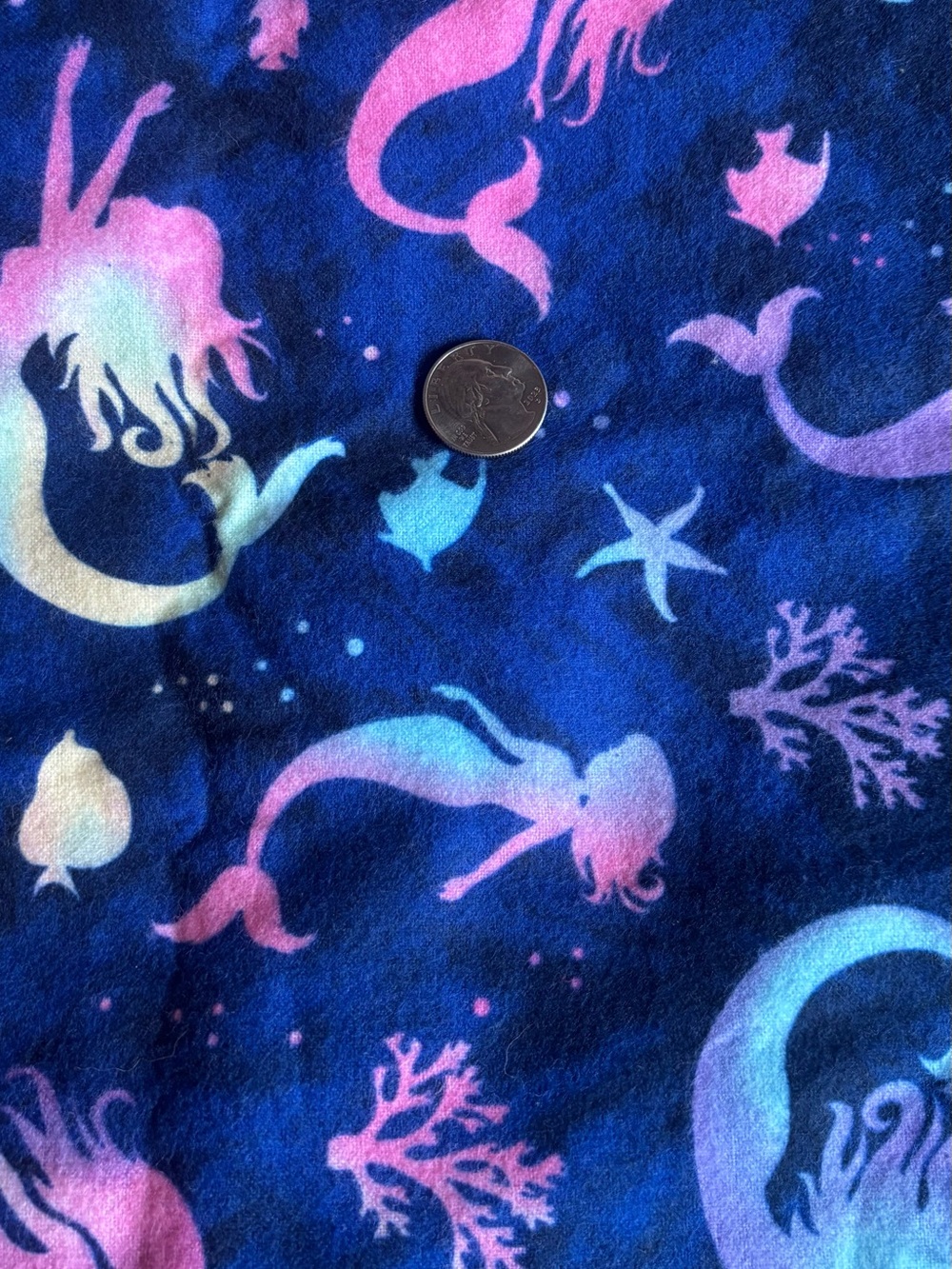 Mermaid Flannel Fabric  36”x42” New Hard to Find